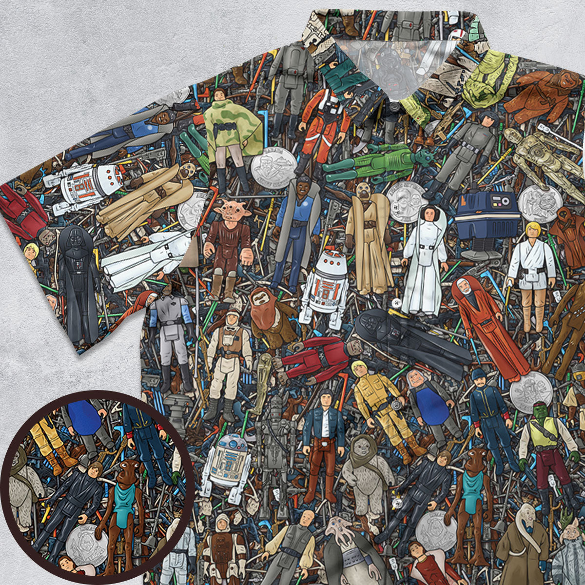 Star Wars Characters Figures Button Down Shirt