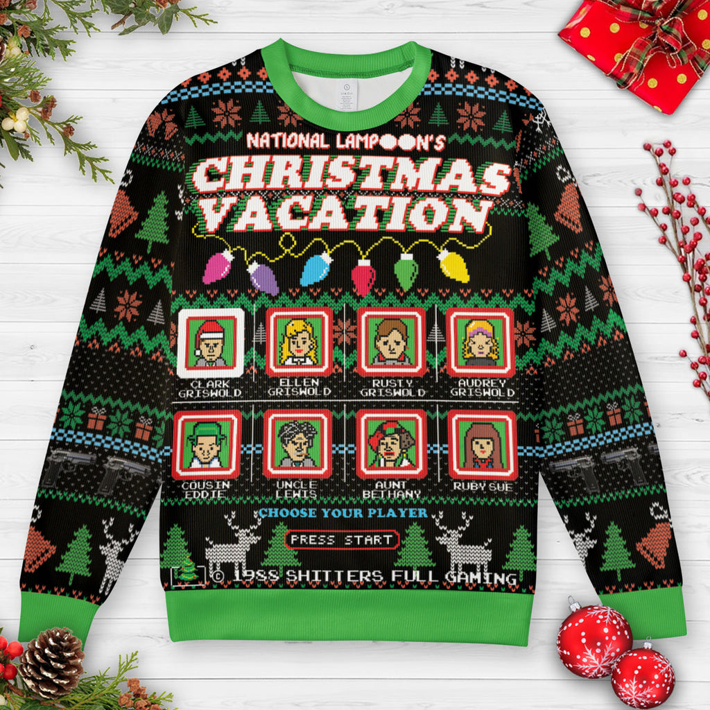 Christmas Vacation Retro Video Game Ugly Christmas Sweatshirt