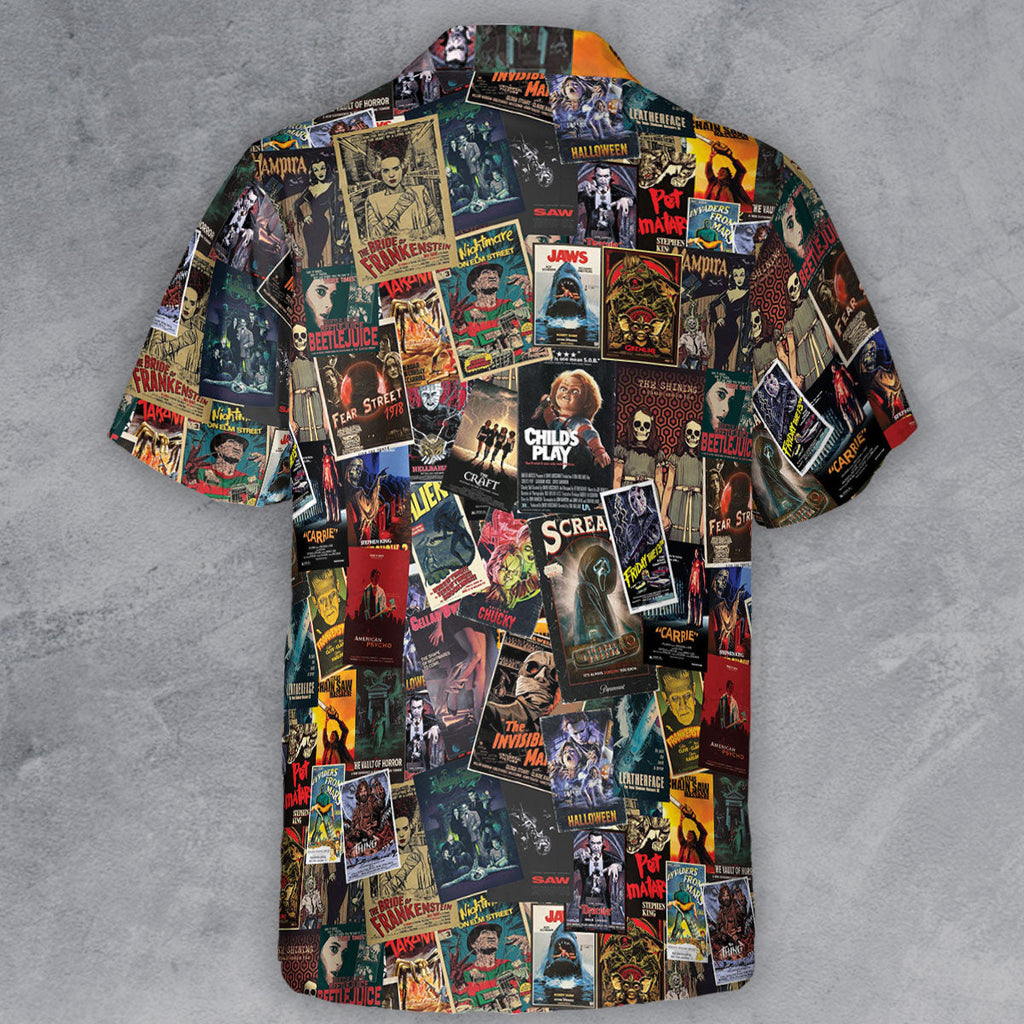 Vintage Horror Pattern Button Down Shirt