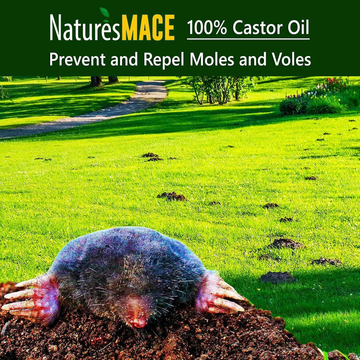 Nature's Mace Mole & Vole Repellent 1 Gallon Pure Castor Oil Concentrate Covers Up To 20,000 Sq Ft