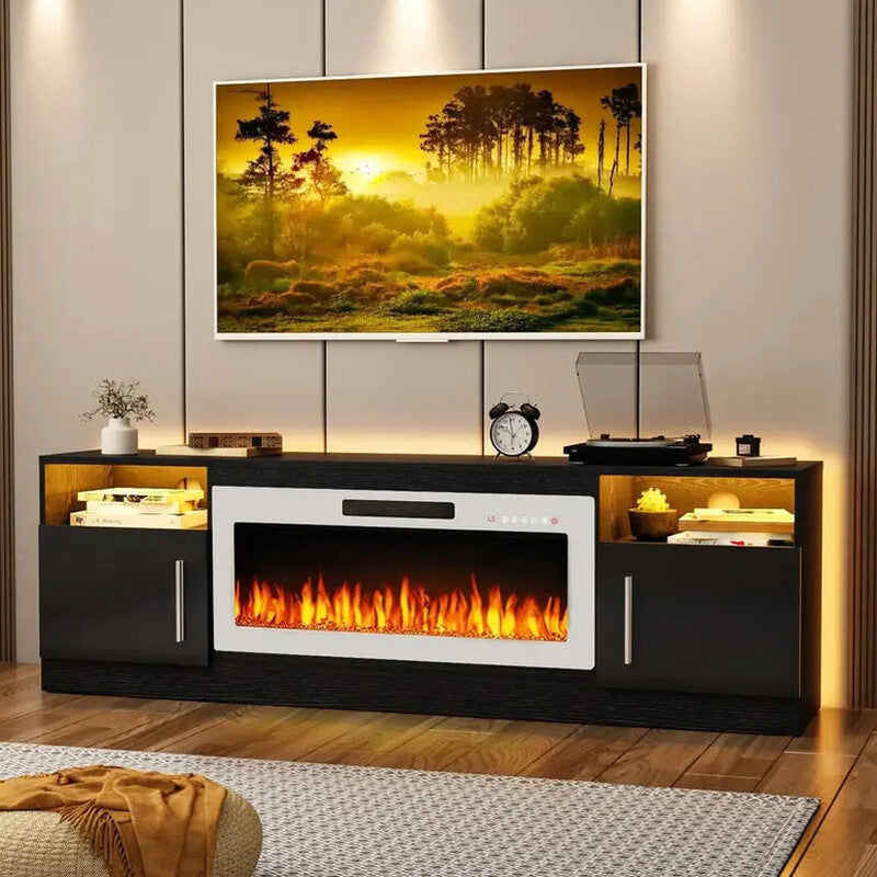 Bossin 70in Fireplace TV Stand With 16-Color LED Lighting