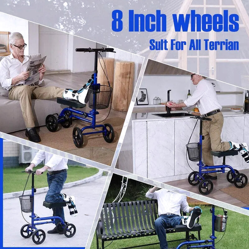 RINKMO Lightweight Steerable Knee Scooter With 8-Inch PVC Wheels