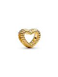 Gold-Plated Beaded Open Heart Charm