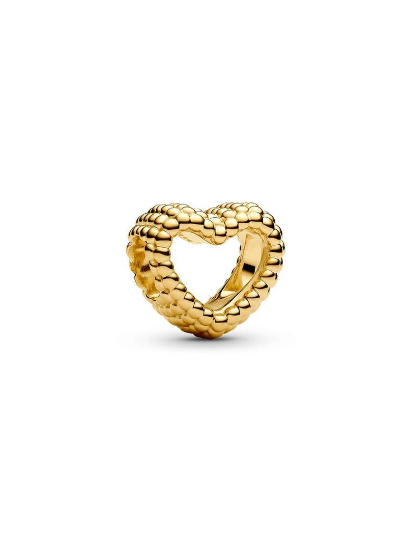 Gold-Plated Beaded Open Heart Charm