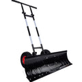 Best Choice Products 36in Galvanized Steel Blade Hand Snow Pusher With 2 Wheels, Adjustable Handle, Black