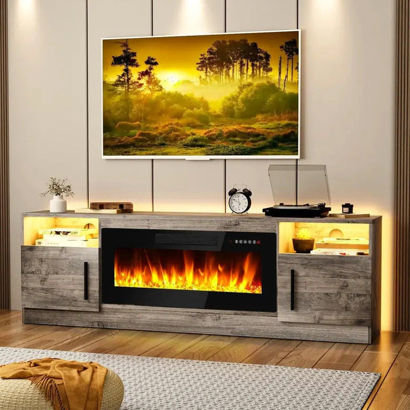 Bossin 70in Fireplace TV Stand With 16-Color LED Lighting