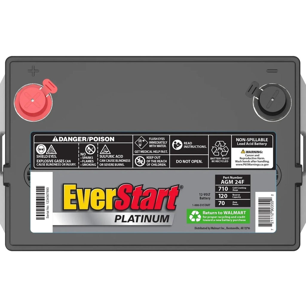 EverStart Platinum AGM Automotive Battery, Group Size 24F, 12 Volt, 750 CCA
