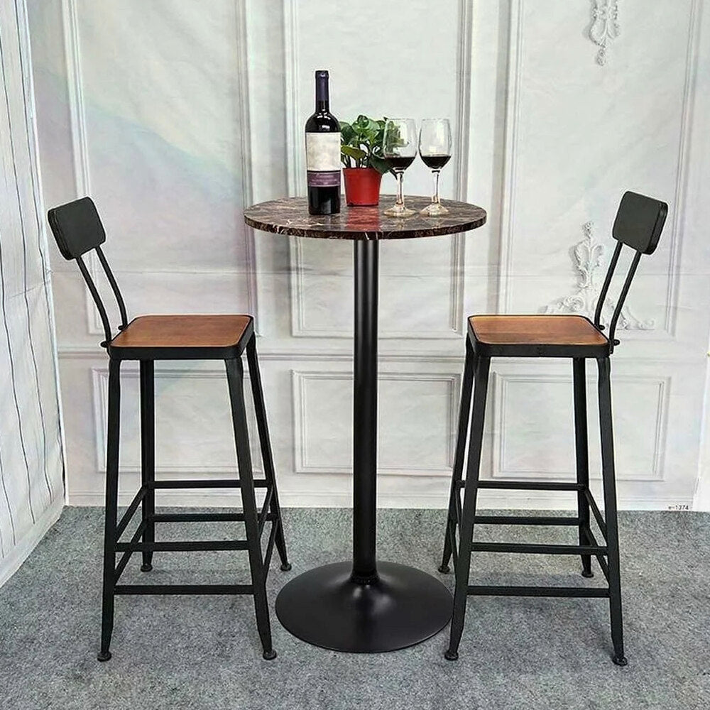 Round Bar-Height Bistro Pub Table With Metal Base And MDF Top, 23.8 x 23.8 x 39.5 Inch