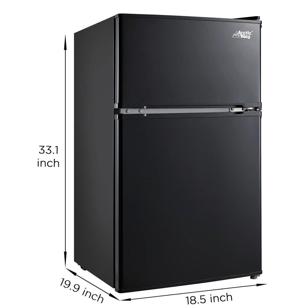 Arctic King Two-Door Mini Fridge With Freezer, 3.2 Cu. Ft., Stainless Steel
