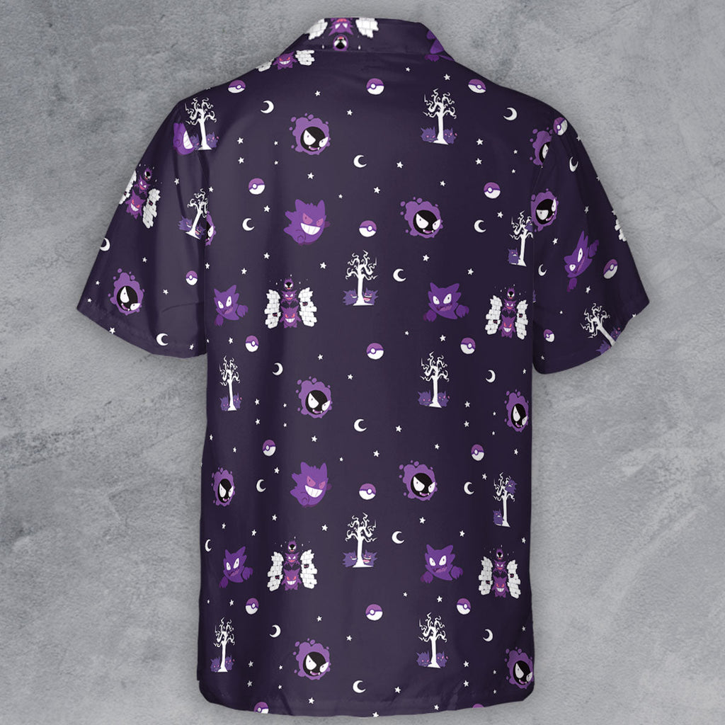 Gengar Pokemon Pattern Button Down Shirt