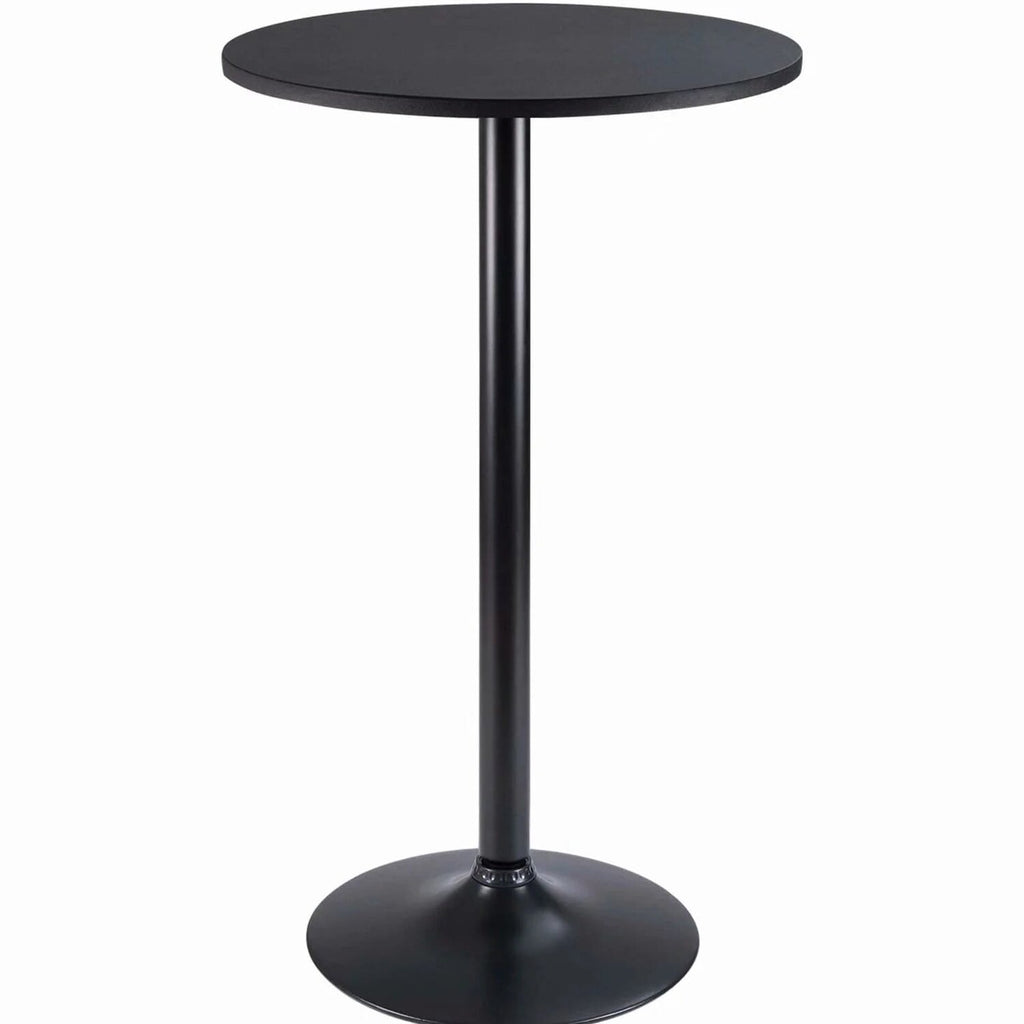Round Bar-Height Bistro Pub Table With Metal Base And MDF Top, 23.8 x 23.8 x 39.5 Inch