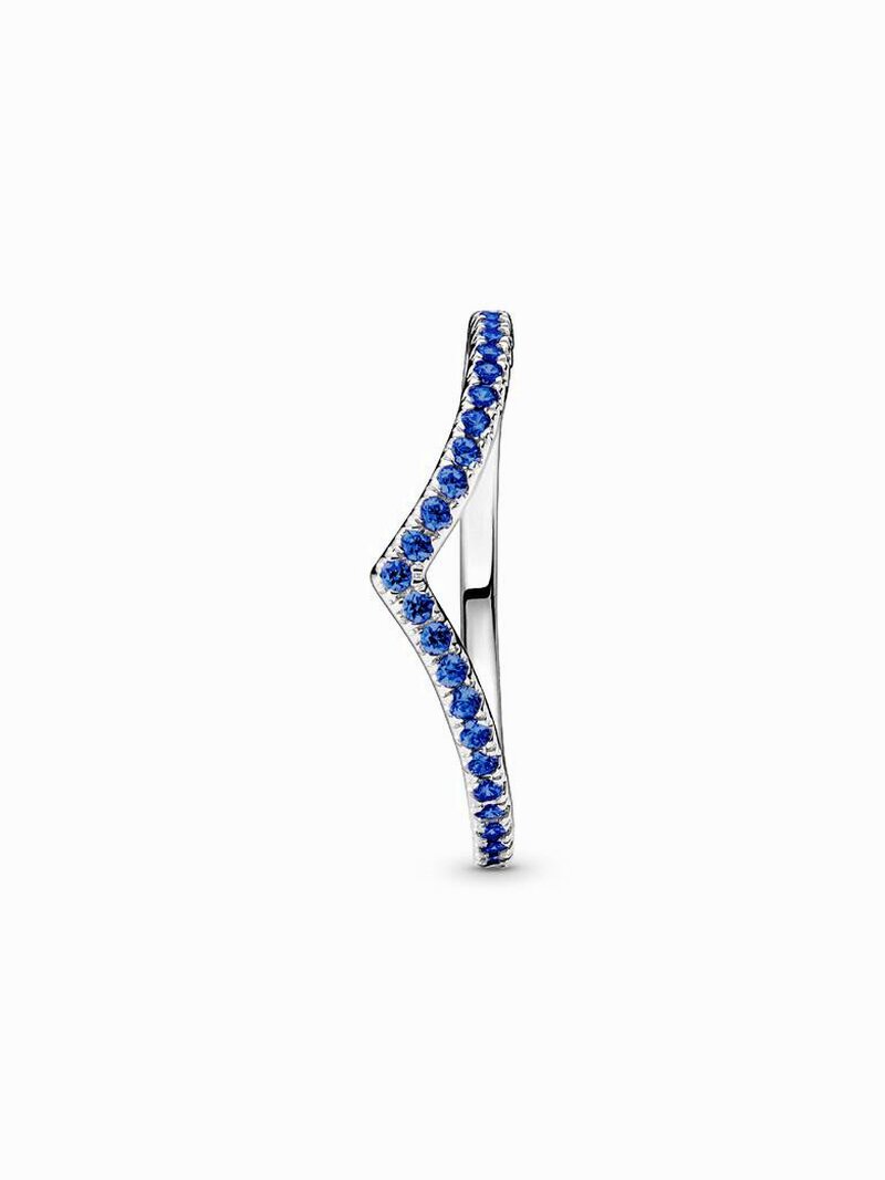Sterling Silver Blue Wishbone Ring