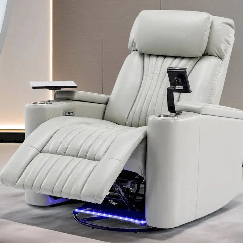 Power Recliner Chair With USB Charging Ports, Cup Holders And Swivel Tray Table - 270-Degree Swivel