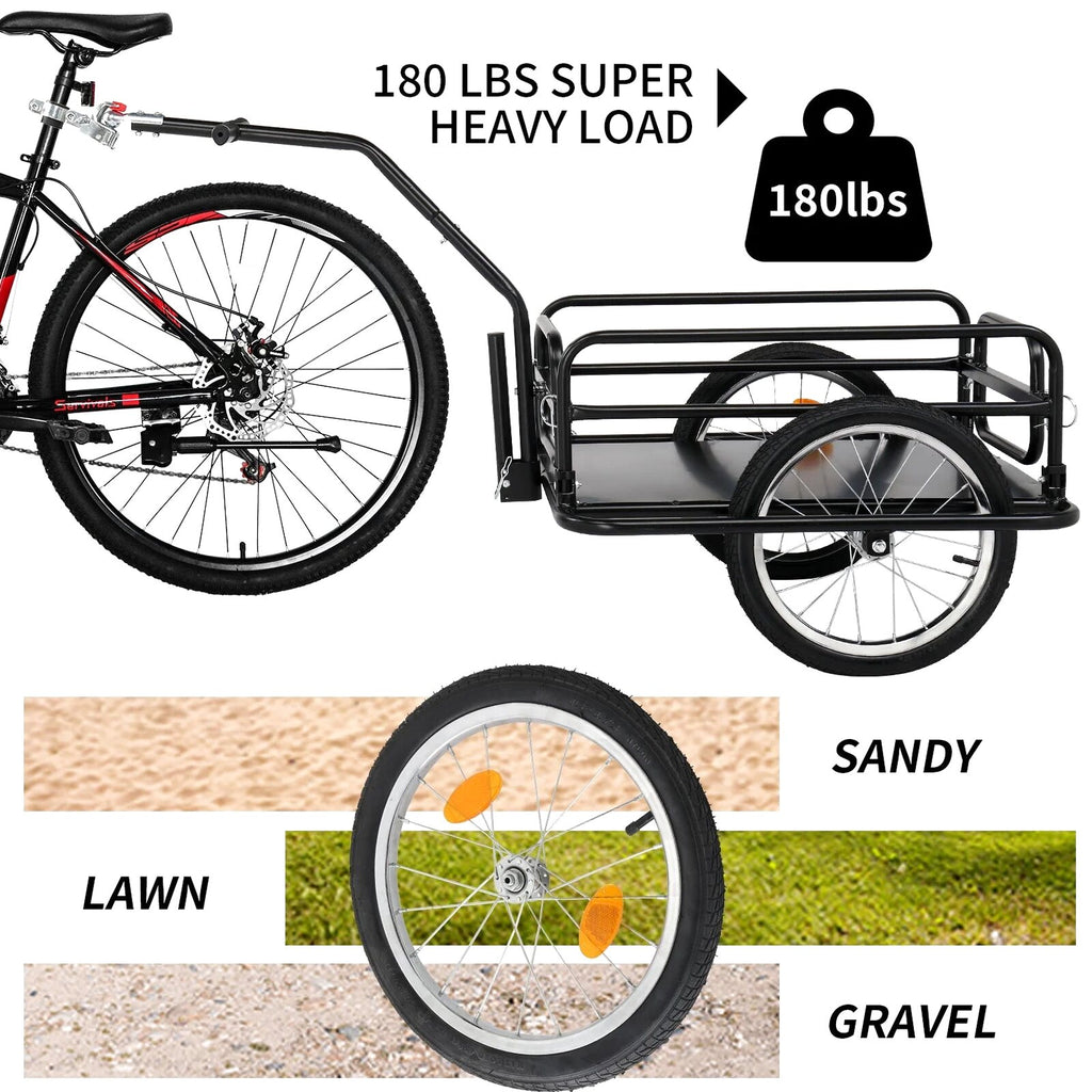 Ktaxon Two-Wheel Bicycle Cargo Trailer, Black, 16 in Inflatable Wheels