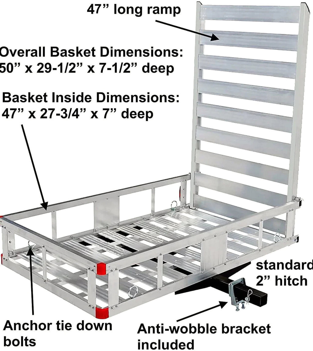 Aluminum Hitch Mount Cargo Carrier With 47-Inch Long Ramp, 1-Pack