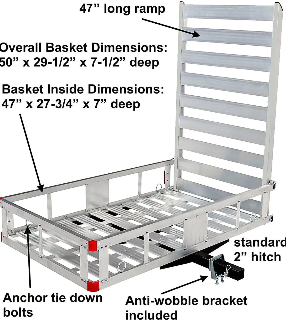 Aluminum Hitch Mount Cargo Carrier With 47-Inch Long Ramp, 1-Pack