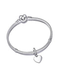 Sterling Silver Engravable Heart Charm Bracelet Set