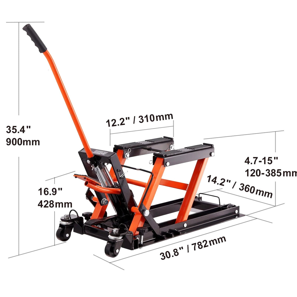 KFFKFF Hydraulic Motorcycle ATV Lift Jack, 1500 Lbs, 4.7-15 Inch - ZX0901-7B