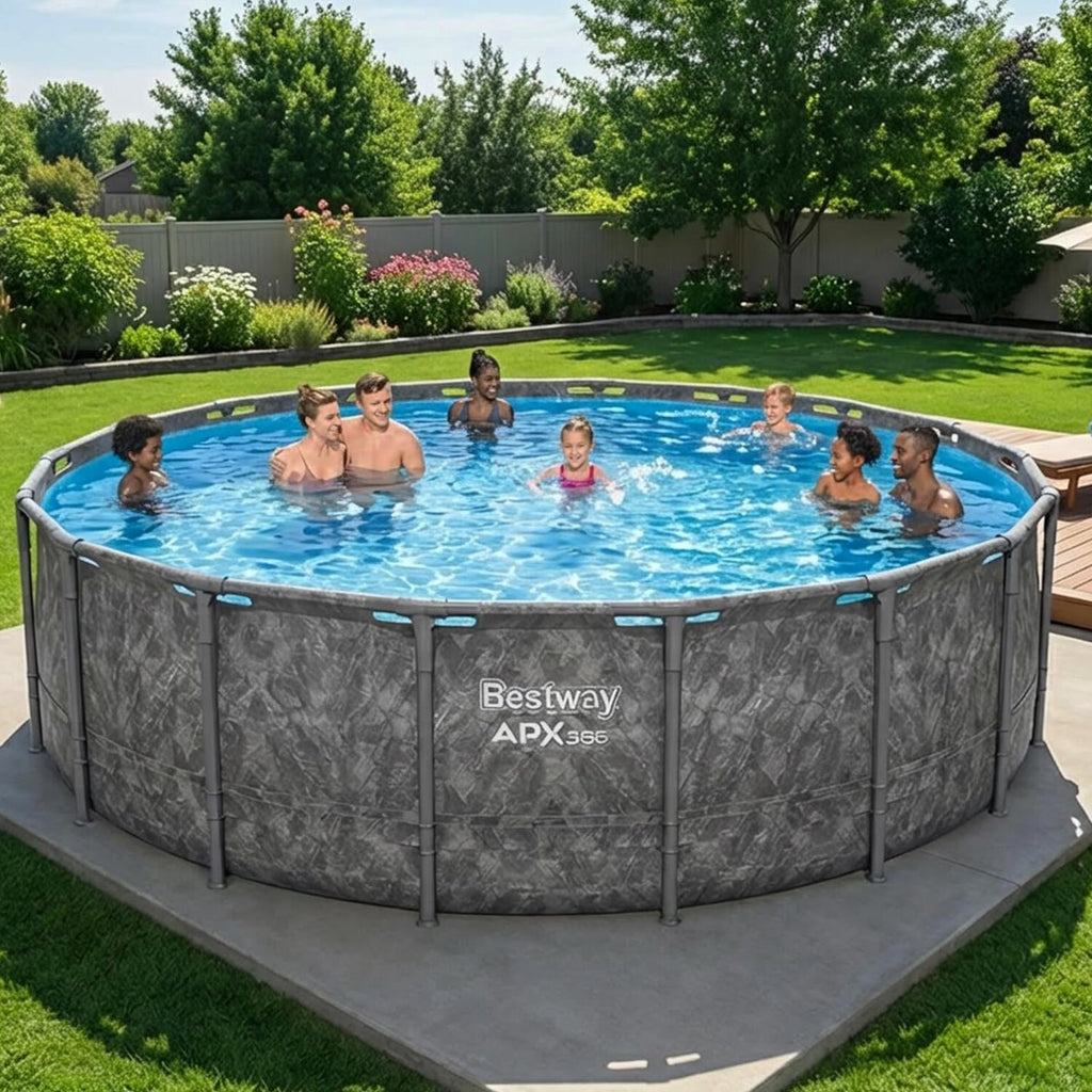 Bestway Above Ground Pool Set, 18 ft x 52 in, Dark Marble - APX 365