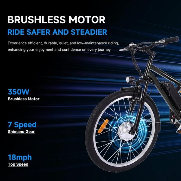 26 Inch Adult 3 Wheel Electric Tricycle With Basket, Fat Tires, 7 Speeds, 350W Motor, 36V 10Ah Battery - 0KT_3xfGu2r4etlrGenxGg69.
