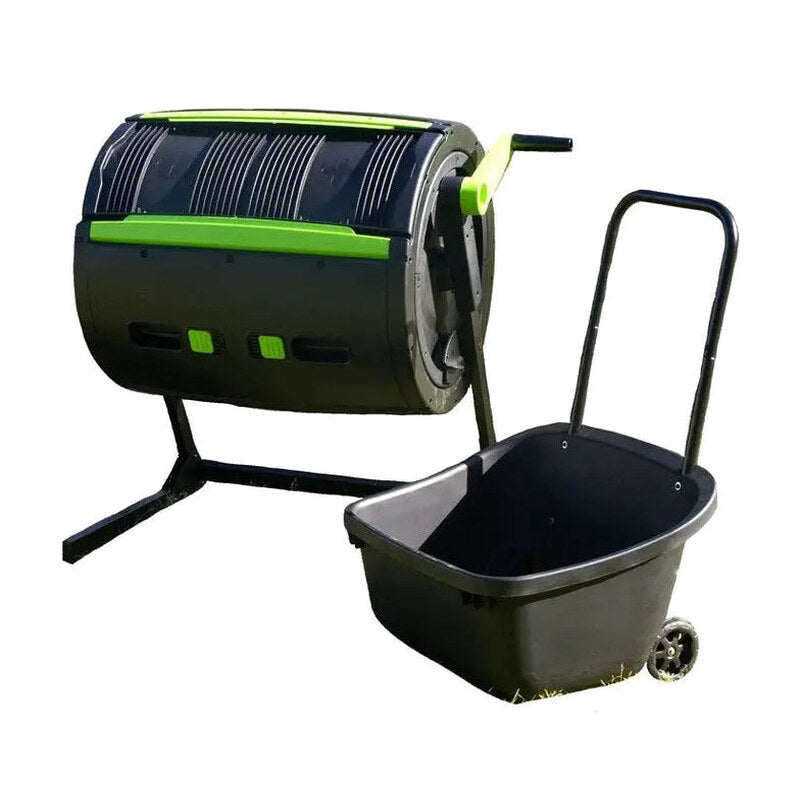 Maze 65-Gallon Dual-Chamber Compost Tumbler With Integrated Cart - Black