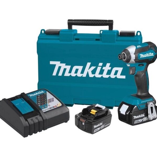 18V Brushless 1/4 Inch Cordless Impact Driver Kit With 5 Ah Battery, Charger And Tool Case