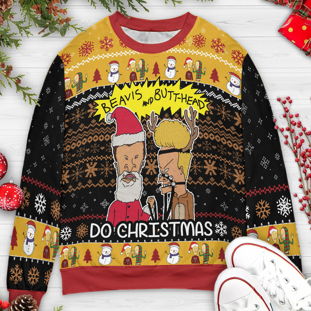 Do Christmas Beavis and Butt-head Ugly Christmas Sweatshirt