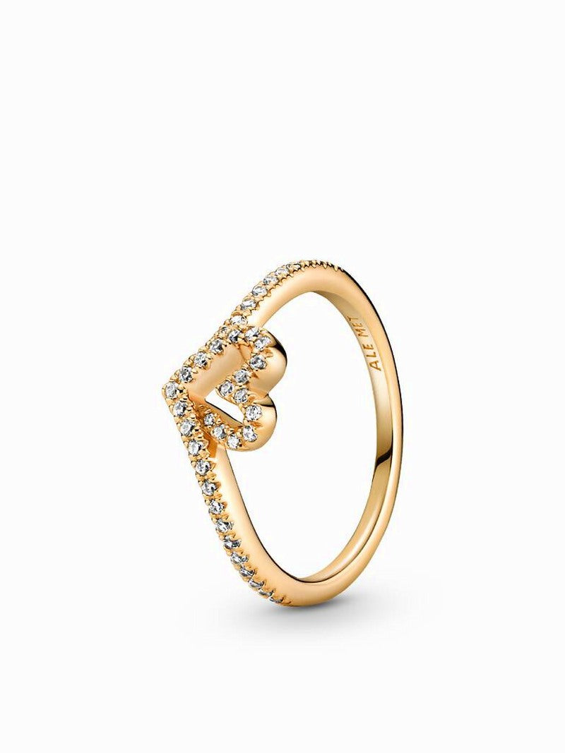 Gold Tone Wishbone and Heart Ring Set