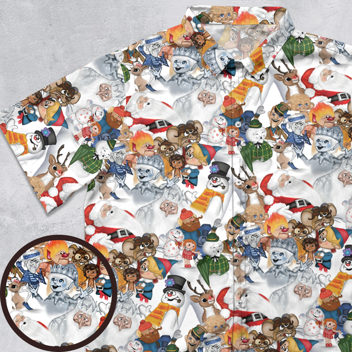 Winterfest Rankin' Bass StopMotion Characters Button Down Shirt