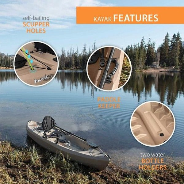 Lifetime Fishing Kayak 10ft 2-Pack With Paddles, UV-Protected HDPE, Tan - Tamarack Angler 100