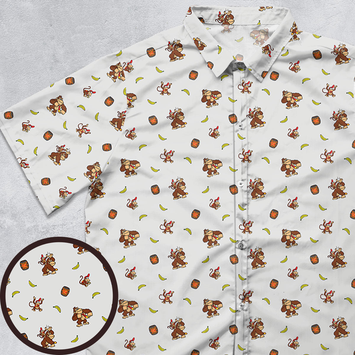 Nintendo Donkey Kong Characters Pattern Button Down Shirt
