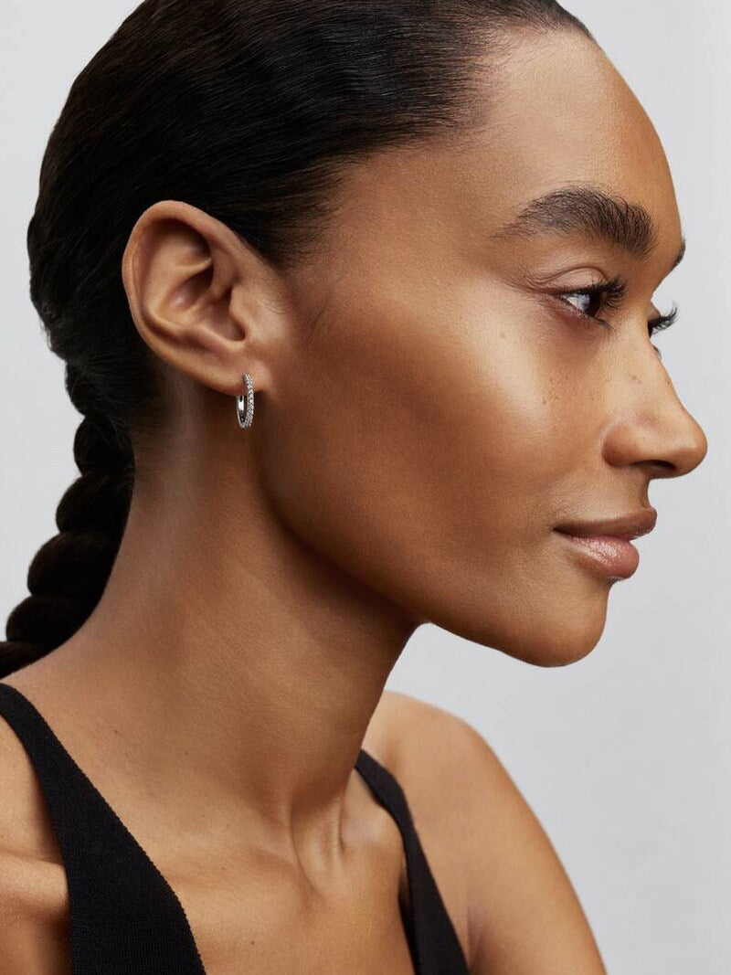Sterling Silver Sparkling Mini Hoop Earrings