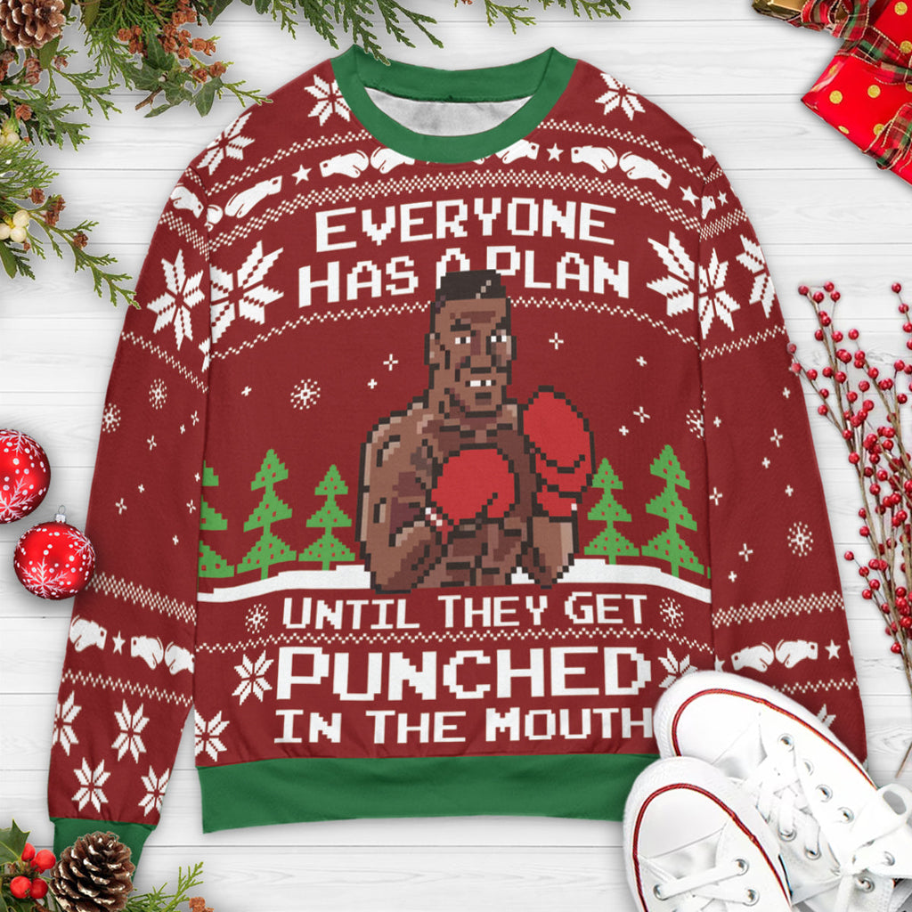 Everyone Has A Plan Mike Tyson Punch Out Ugly Christmas Sweatshirt