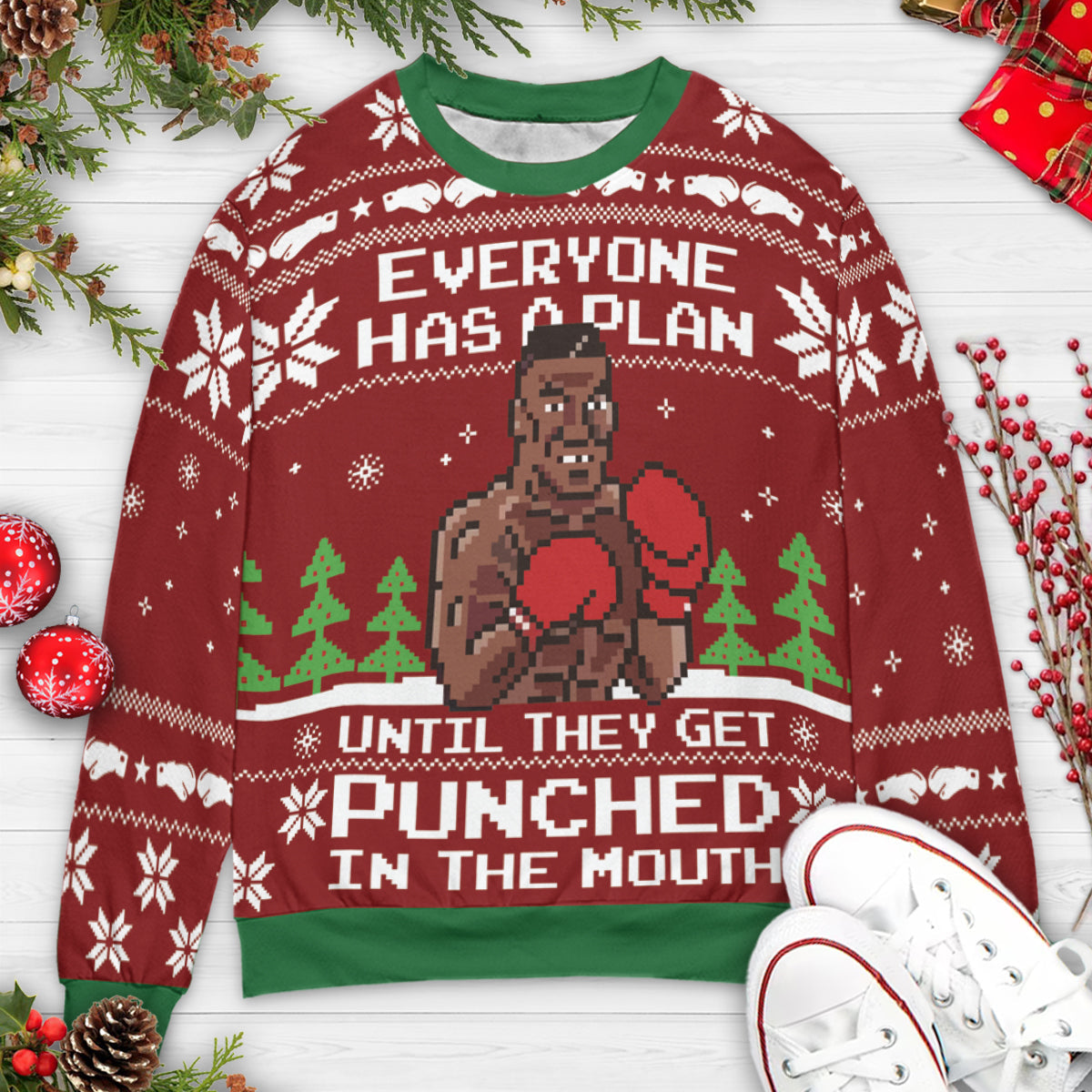 Everyone Has A Plan Mike Tyson Punch Out Ugly Christmas Sweatshirt