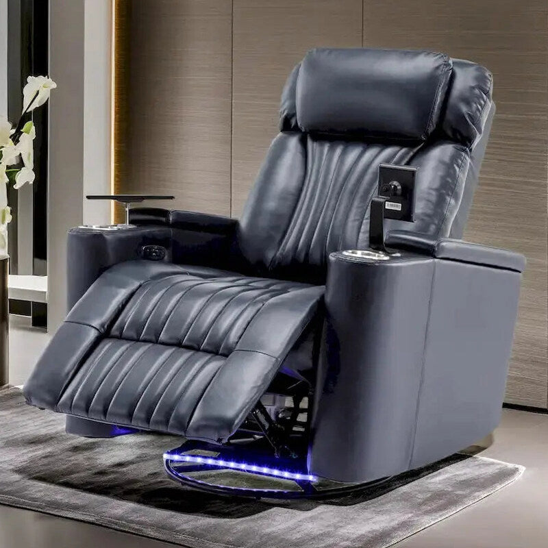Power Recliner Chair With USB Charging Ports, Cup Holders And Swivel Tray Table - 270-Degree Swivel