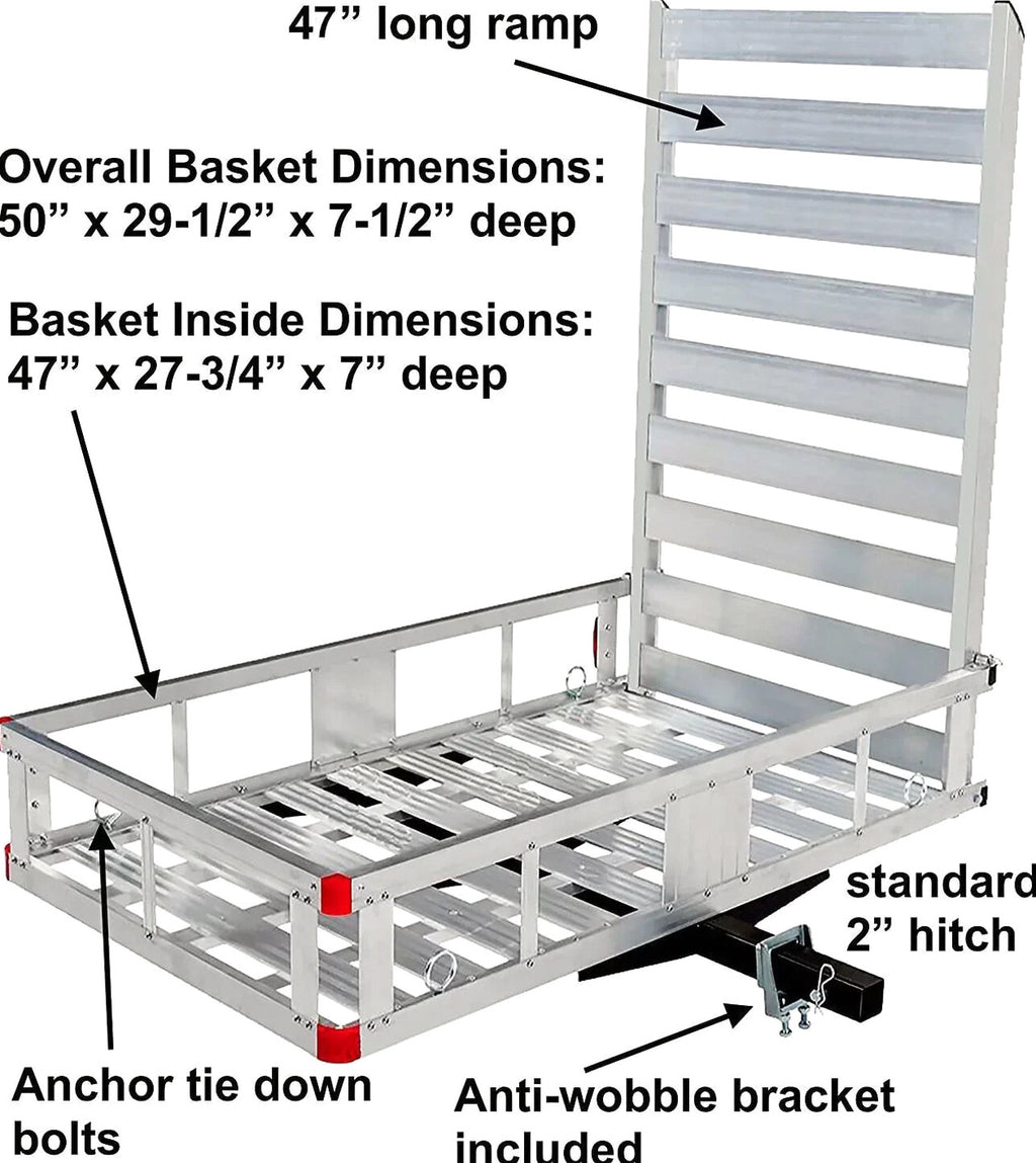 Aluminum Hitch Mount Cargo Carrier With 47 in Long Ramp, 1 Pack - 80779