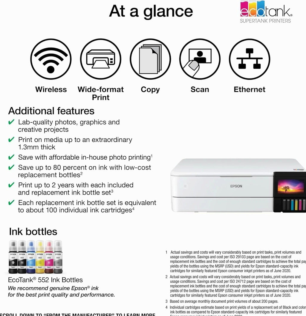 Epson EcoTank ET-8550 Wireless Wide-Format All-In-One Printer