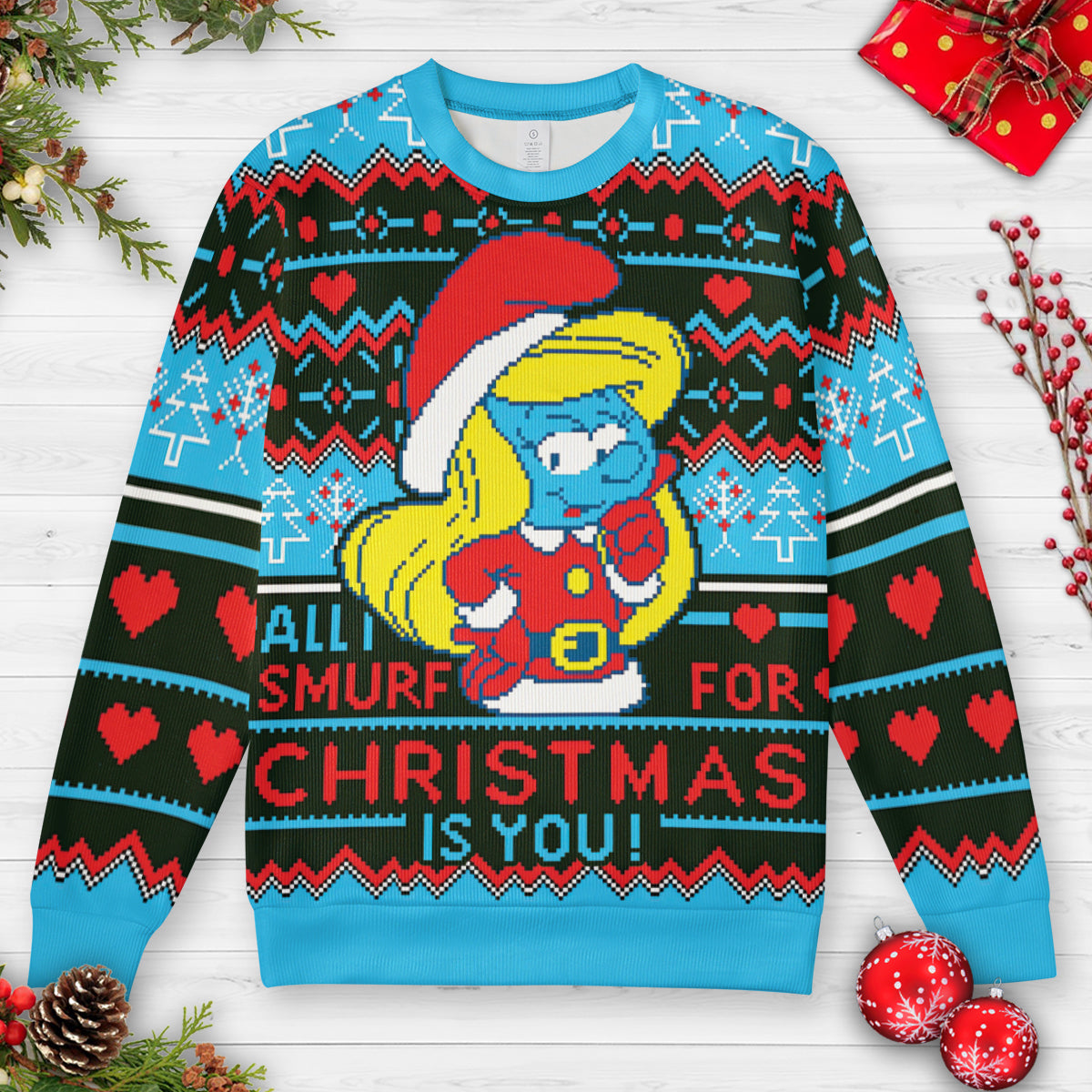 All I Smurf For Christmas Is You Ugly Christmas Sweatshirt