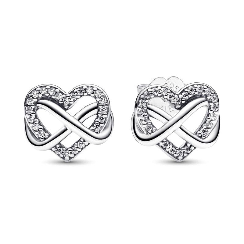 Sterling Silver Infinity Heart Stud Earrings