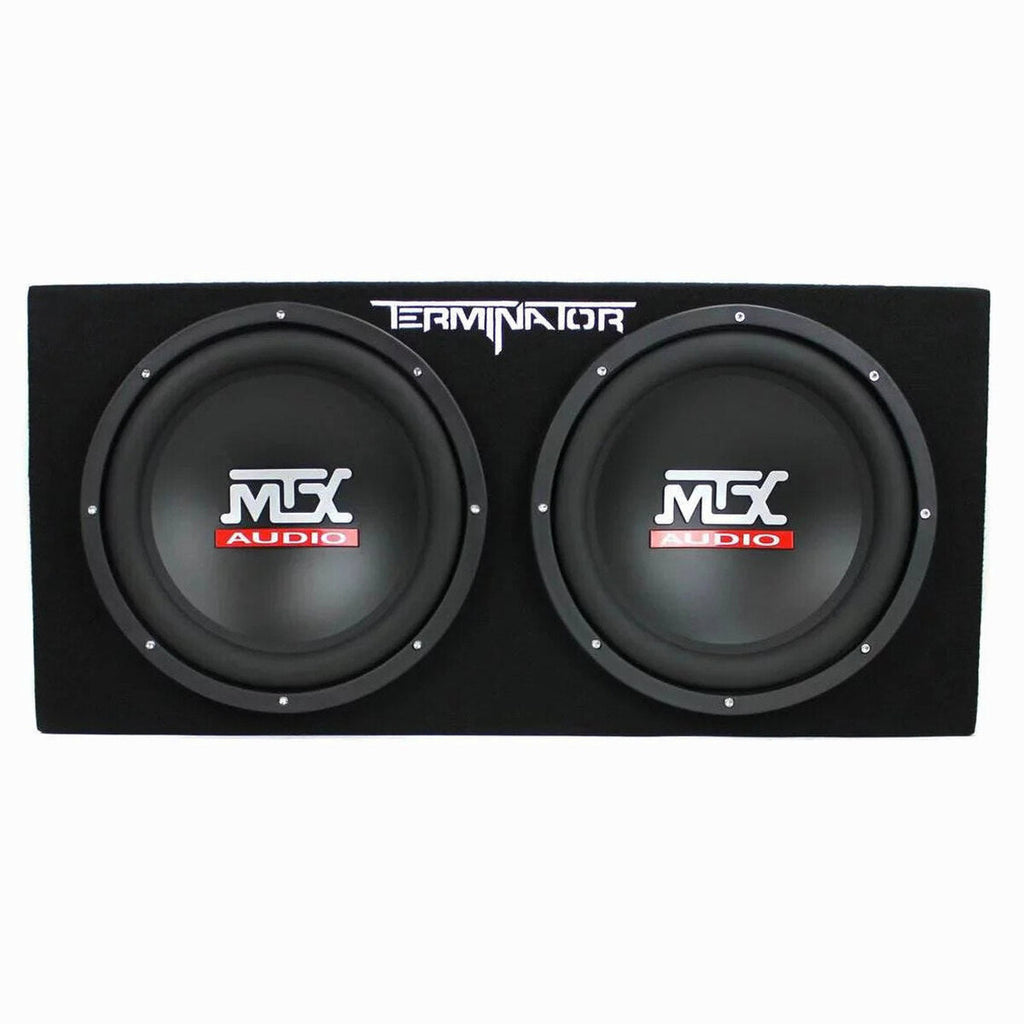 MTX TNE212D 12-Inch Subwoofer Enclosures 2-Pack With Planet Audio AC1500.1 Amplifiers 2-Pack And Soundstorm AKS8 Amp Wire Kit