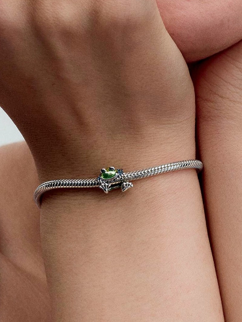 Sterling Silver Enamel Climbing Frog Charm