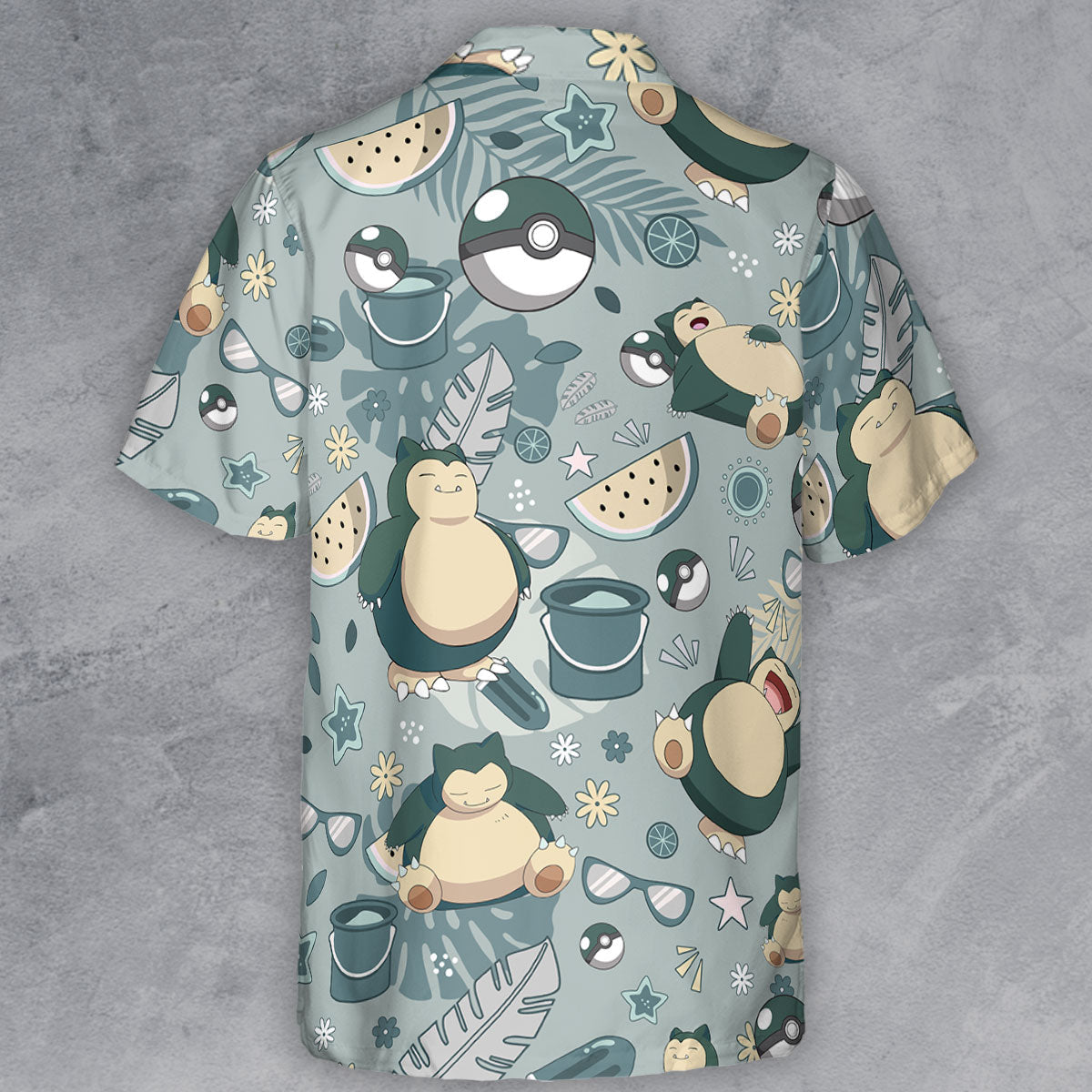 Summer Relax Snorlax Pokemon Button Down Shirt