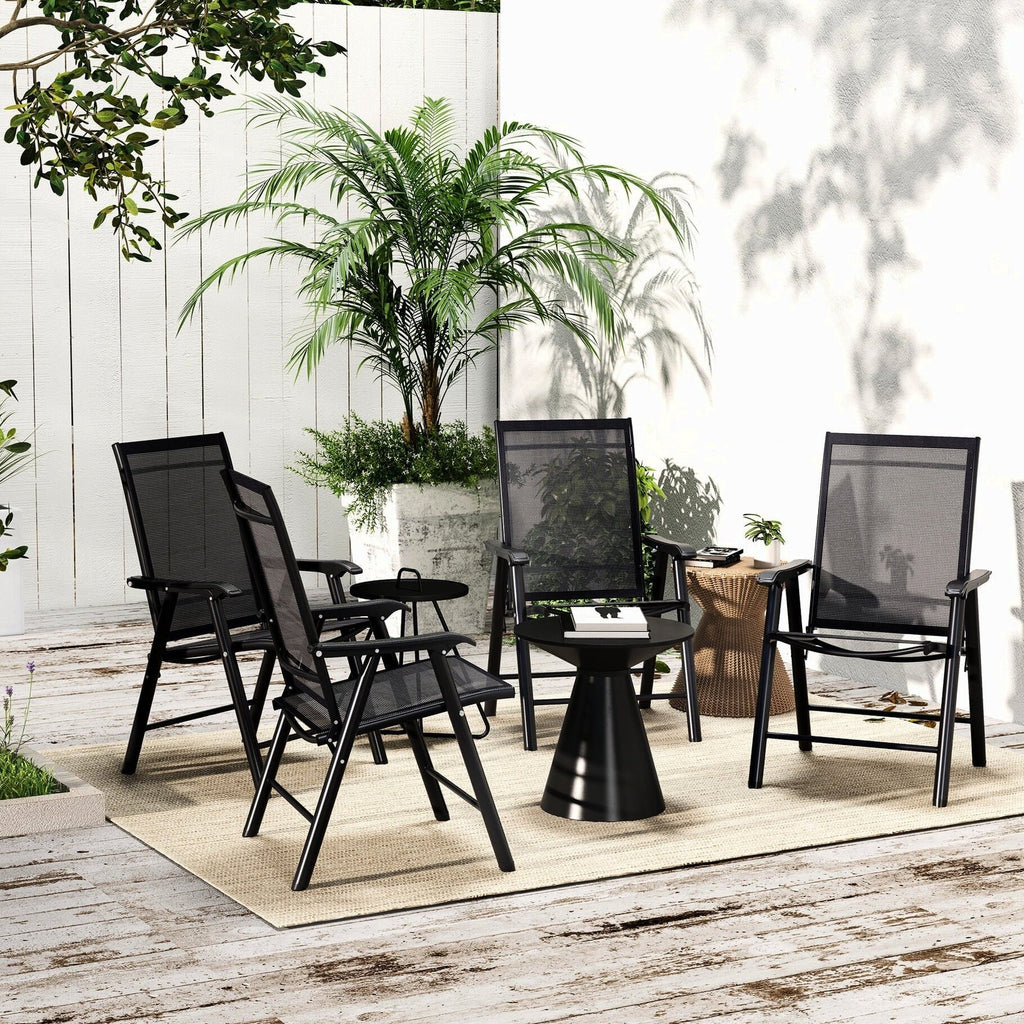 Patio Folding Stackable Outdoor Sling Chairs, 4 Count, Black - 22.87in L x 25.15in W x 37in H