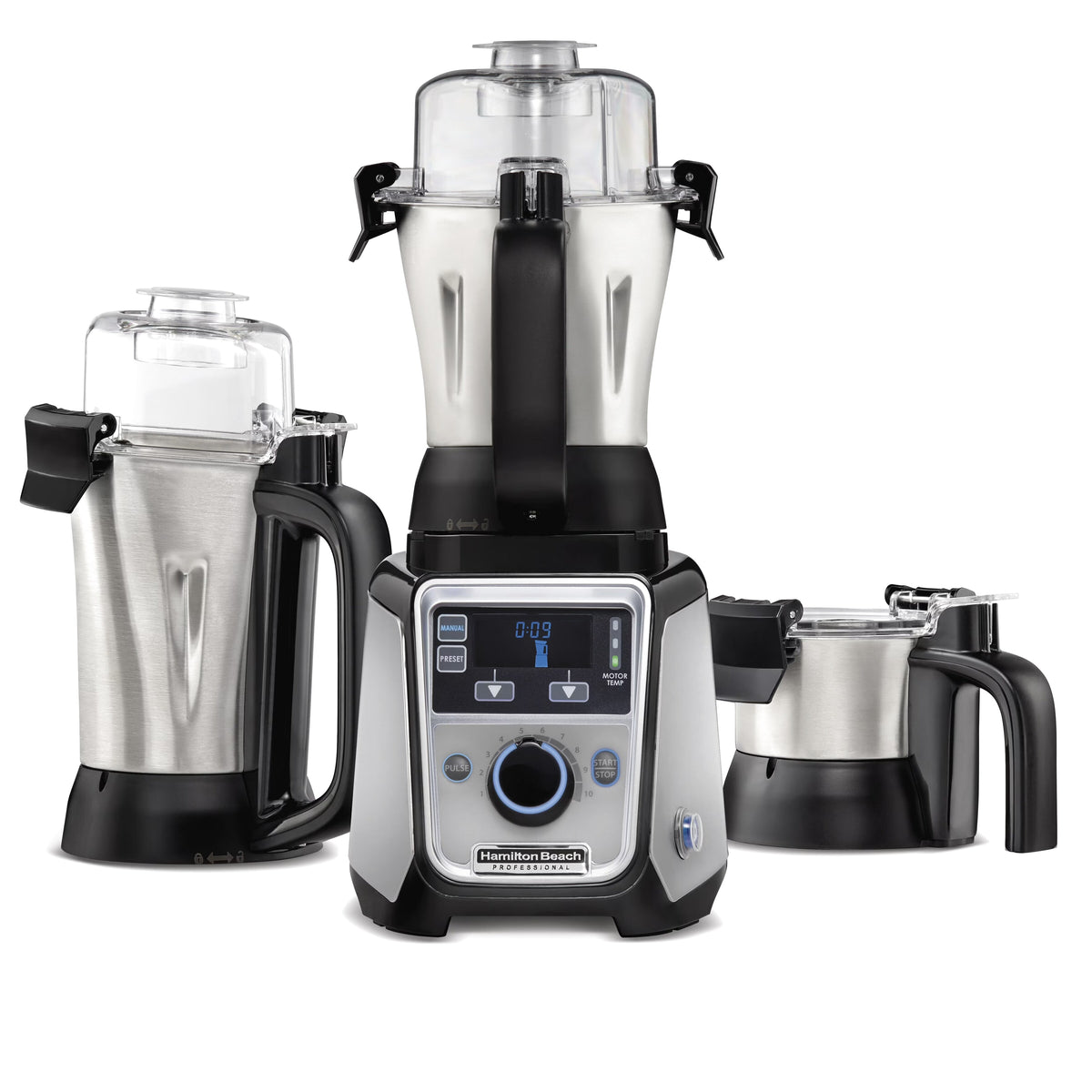 Hamilton Beach Professional Juicer Mixer Grinder 2.2 HP 120V With 3 Stainless Steel Jars, 1.5 Liters - 58770