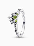 Sterling Silver Green Crystal Tiara Ring