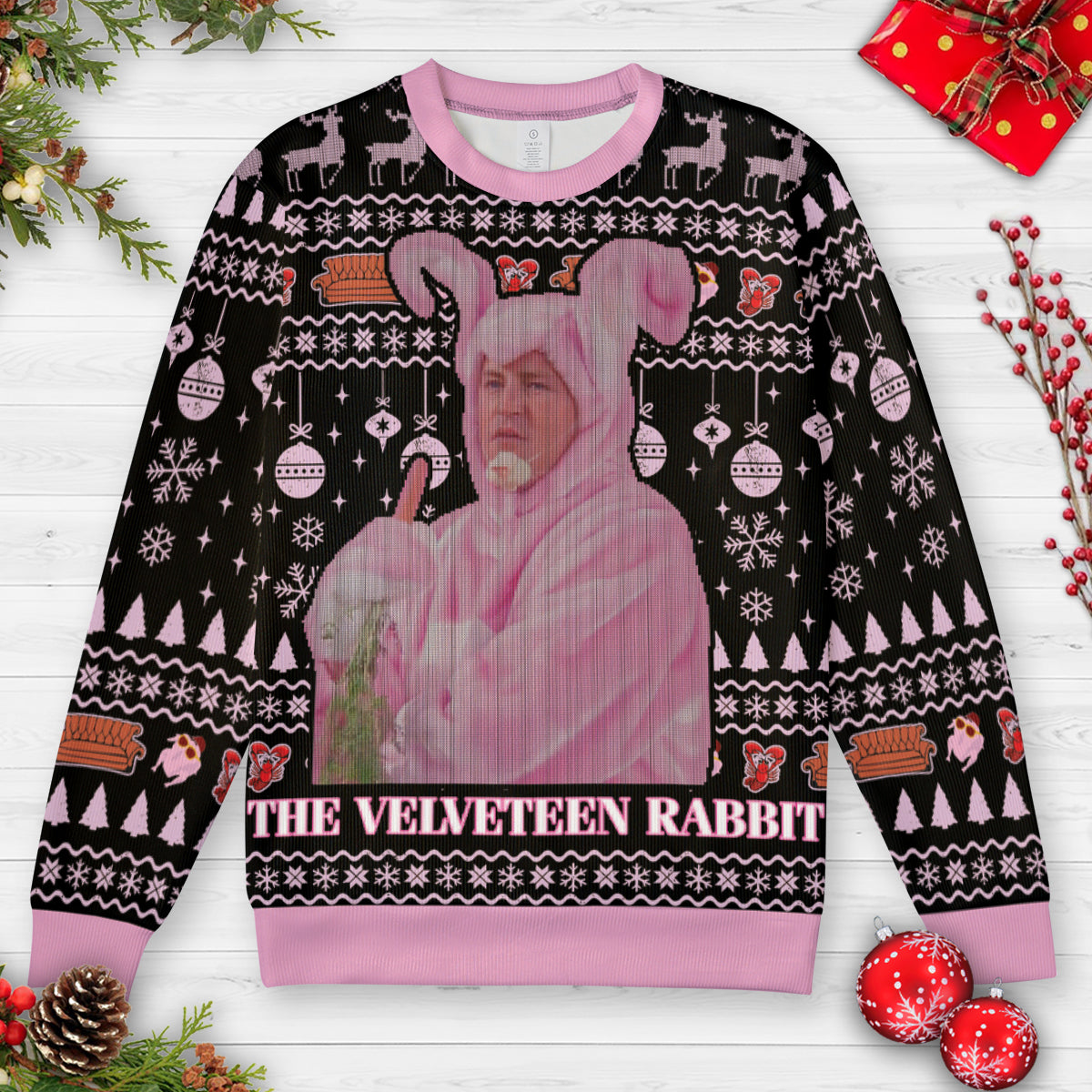 Velveteen Rabbit Chandler Friends Ugly Christmas Sweatshirt