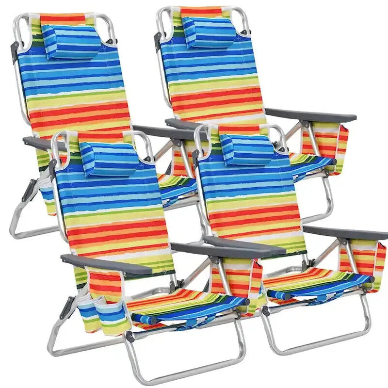 CraftPorch 4-Pack Folding Beach Chairs With 5-Position Recline