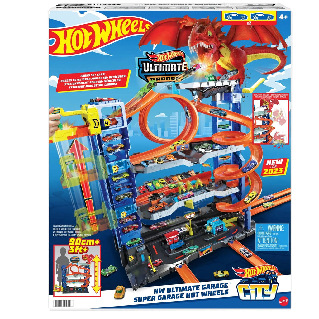 Hot Wheels City Ultimate Garage Playset With 2 Die-Cast Cars, Storage For 50+ Cars, Child Age 4-8
