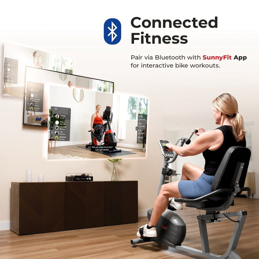 Sunny Health & Fitness Smart Magnetic Recumbent Bike With Hand Cycle - SF-RB423034