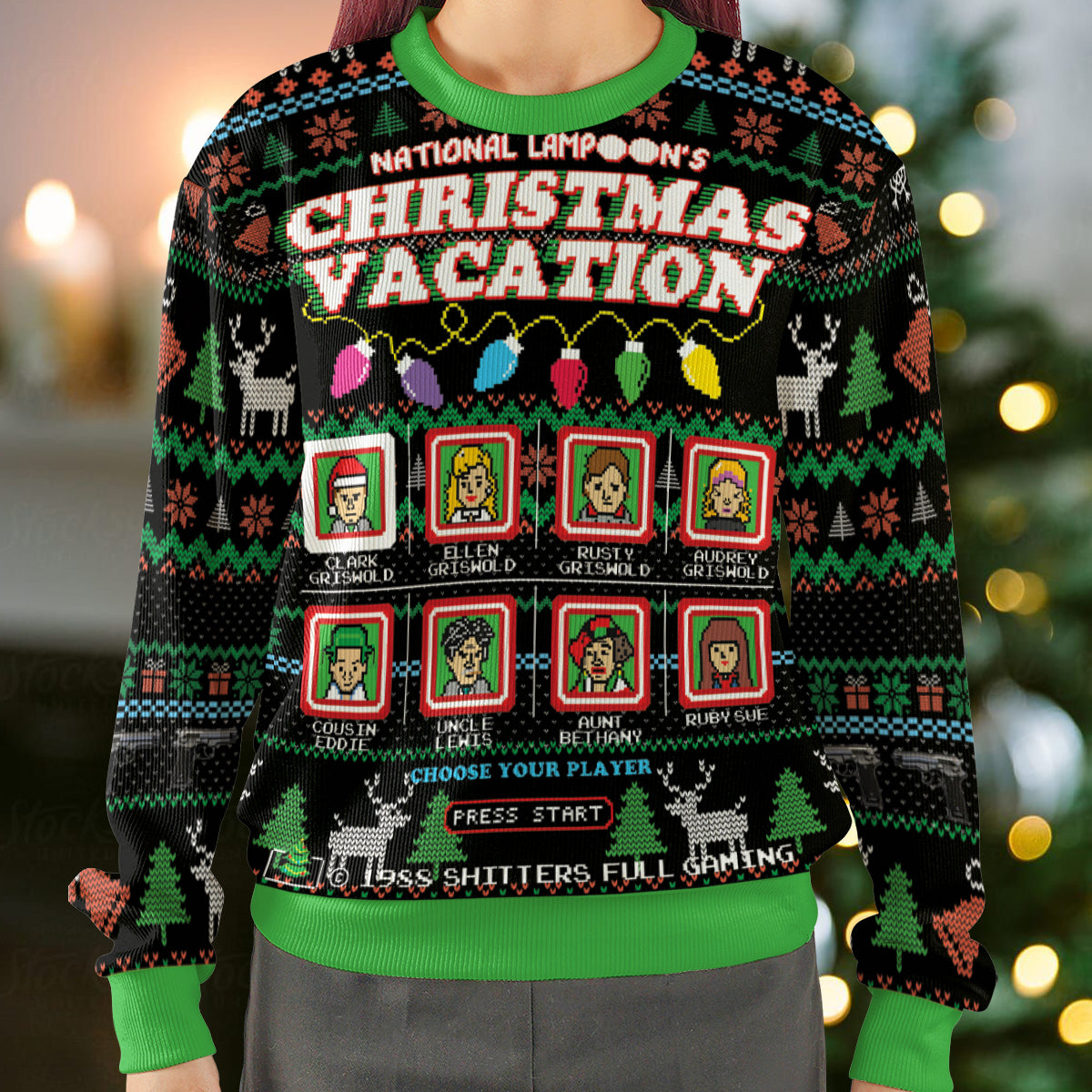 Christmas Vacation Retro Video Game Ugly Christmas Sweatshirt